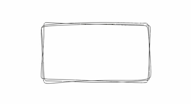 Hand-drawn black rectangle with rounded corners on a white background