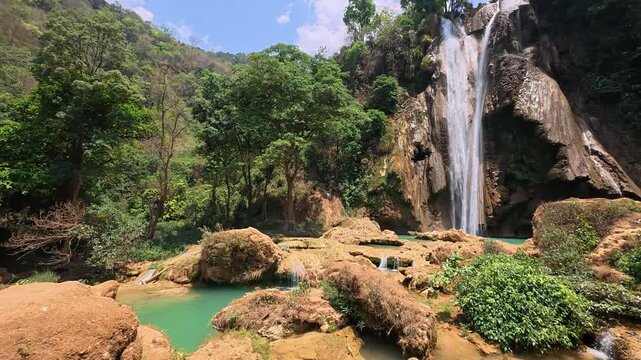 Anisakan Waterfall (Dat Taw Gyaint) at Pyin Oo Lwin in Myanmar during summer