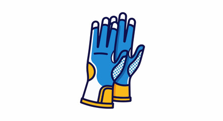 Obraz premium Stylized blue and yellow gardening gloves with white tips