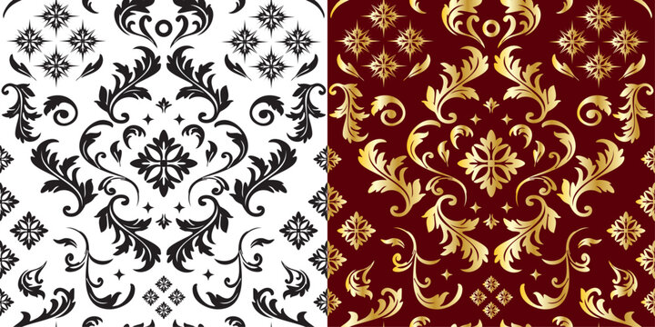 Luxury vintage damask seamless pattern. Ideal for wallpaper, fabric, or elegant backgrounds.
