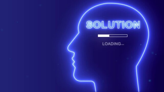 Business-minded human head with solution in progress. Problem-solving concept. Problem solving and innovation mindset background.