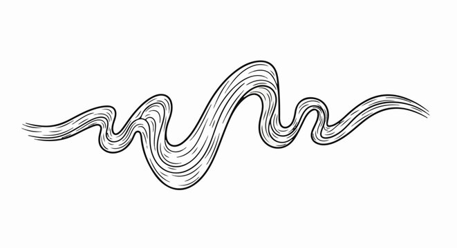 A wavy, flowing black line with parallel internal strokes on a white background