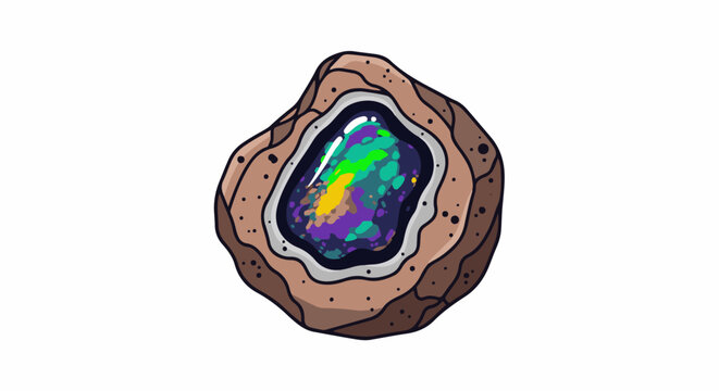 A colorful geode with iridescent blues, purples, and greens within