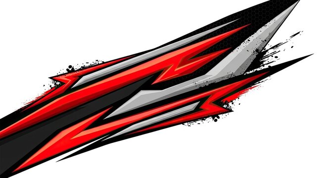 Abstract red and black racing sports vehicle wrap graphic