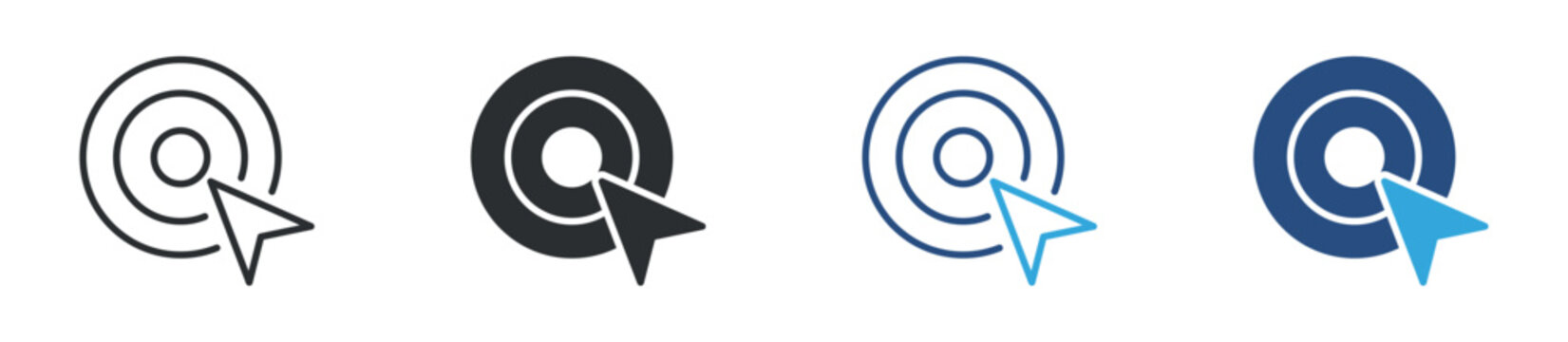 Target cursor icon set. Click pointer symbol. Aim and selection icons, vector illustration.