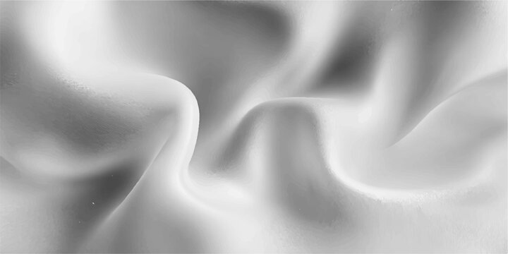 A luxury backdrop design featuring flowing waves of black and white silk and satin fabric with a soft smooth texture and shiny light reflections in a grey vector illustration