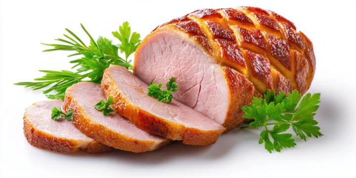 Deliciously roasted pork loin with a golden crust and fresh herbs