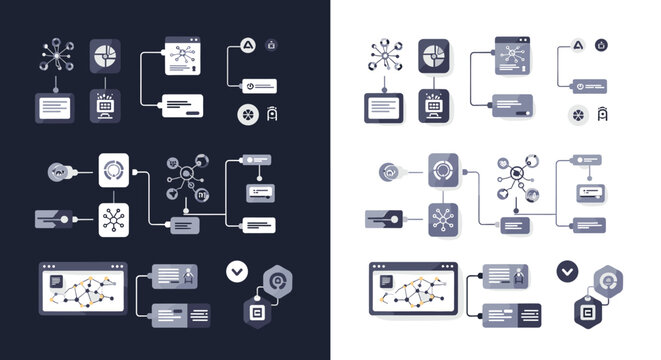 Modern illustration showcasing interconnected data flows and a web interface, conveying a sense of complex systems and technological advancement for b