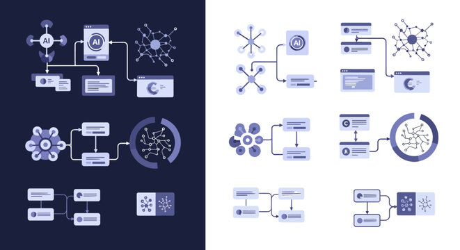 Modern graphic illustrating connected nodes, representing complex systems, data flow, and interdependencies. Great for tech articles, presentations, o