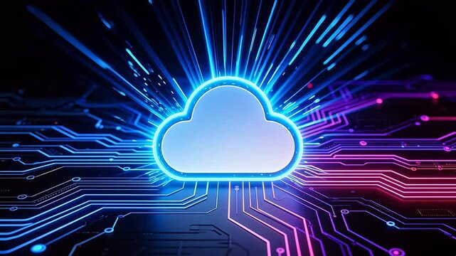 Cloud computing symbol on circuit board