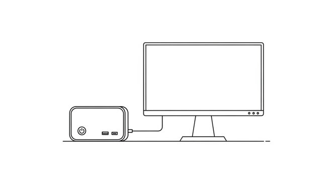 Computer Monitor and External Hard Drive Connected Together.