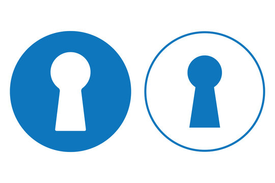 set of Keyhole icon. Door key hole. blue icons isolated on white background. Pictogram of keyhole. Logo for home and entrance.