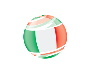 Obraz premium Illustration of globe wrapped in Italian flag patterns with subtle shadowing
