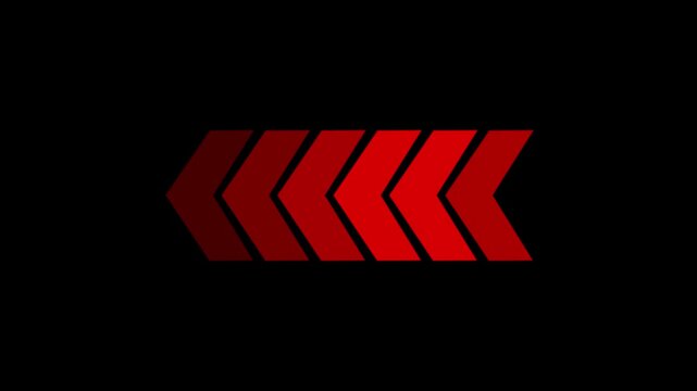 Chevron arrows indicating direction and progress on a black background for loading or motion concept.