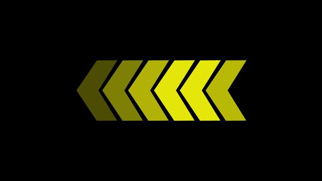 Chevron arrows indicating direction and progress on a black background for loading or motion concept.