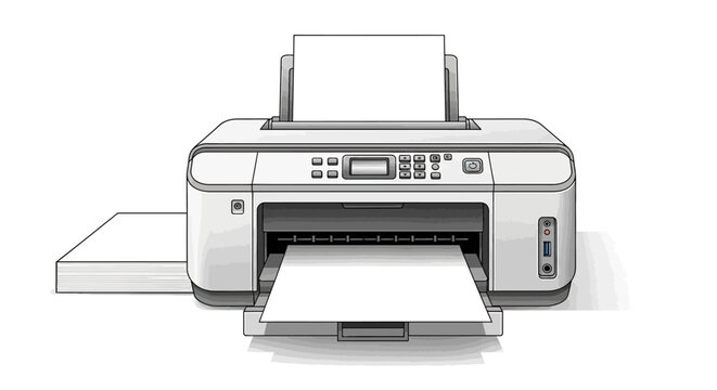 Inkjet printer with paper tray extended.