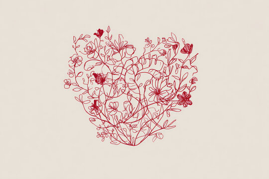 Hearth love continuous line hand writing illustration template 