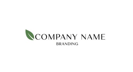 Obraz premium Minimalist corporate logo design with green leaf icon, professional company name branding, elegant organic business identity template isolated PNG with Transparent Background