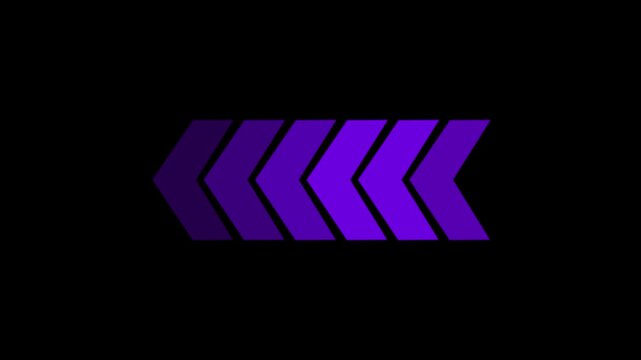 Chevron arrows indicating direction and progress on a black background for loading or motion concept.