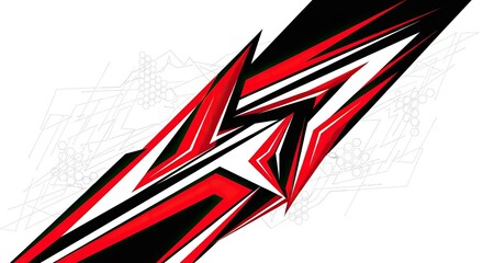 Fototapeta premium Red and black abstract racing decal graphic on white