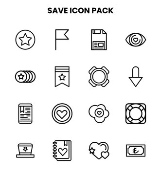 Save Line Scalable Icons Pack