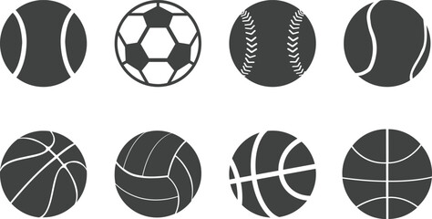 Obraz premium Collection of Eight Different Sports Balls on White Background