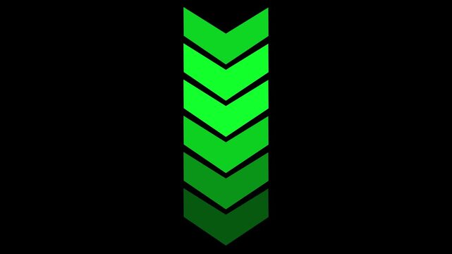Chevron arrows indicating direction and progress on a black background for loading or motion concept.