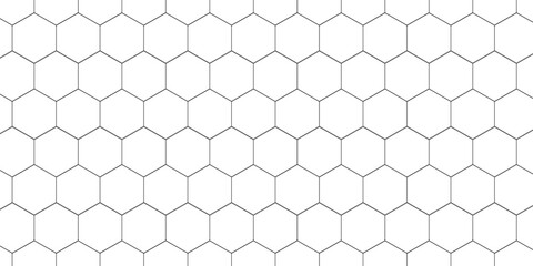 Fishing or soccer net. Repeated hexagon pattern. Black wired mesh texture isolated on white background. Metallic or fabric fence, cage or lattice structure. Vector graphic Illustration. © anita