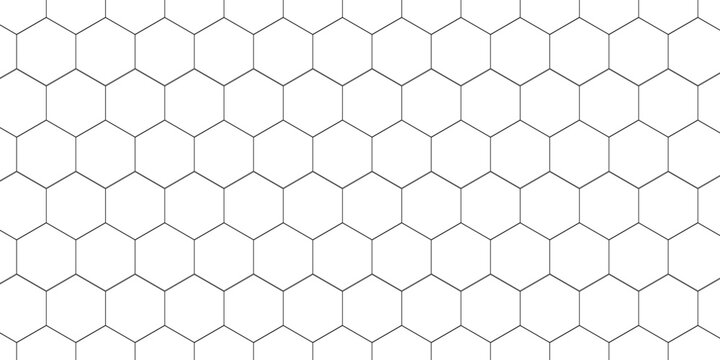 Fishing or soccer net. Repeated hexagon pattern. Black wired mesh texture isolated on white background. Metallic or fabric fence, cage or lattice structure. Vector graphic Illustration.
