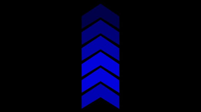 Chevron arrows indicating direction and progress on a black background for loading or motion concept.