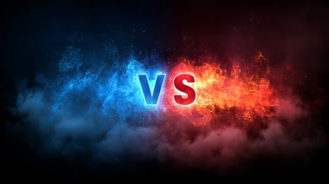 A dramatic visual representation of conflict and opposition with vibrant colors and smoke effects
