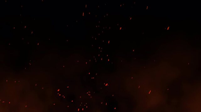 Orange cloud smoke fire sparks rising up alpha channel bonfire glow ember overlay for creating realistic heat effects in cinematic video