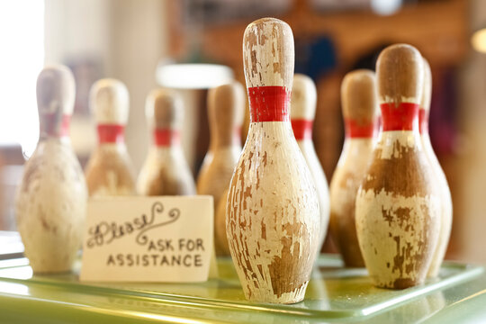 Vintage Bowling Pins at Antique Shop