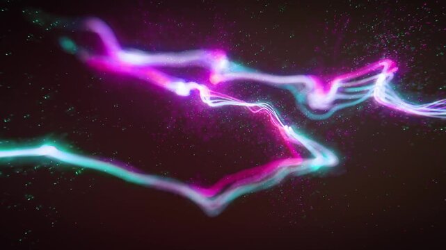 Abstract Neon Swirling Particles Focus Background
Abstract colorful energy particles background graphic design intro with depth of field blur and light flare fading in and out