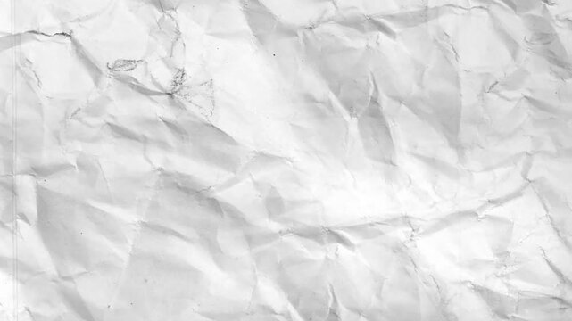 crumpled white paper texture animation loop seamless stop motion crinkled with film grain overlay background 4k video