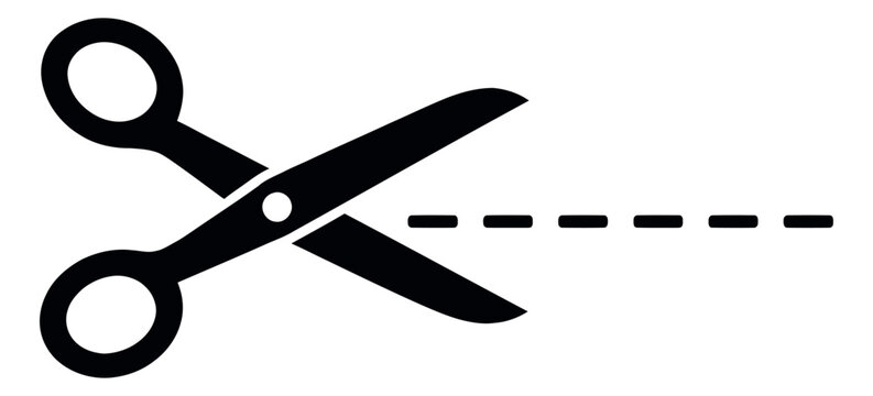 Graphic illustration of scissors depicting a dotted cutting line for coupons and promotions