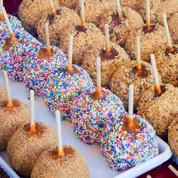 Candy Apples with Sprinkles on Display