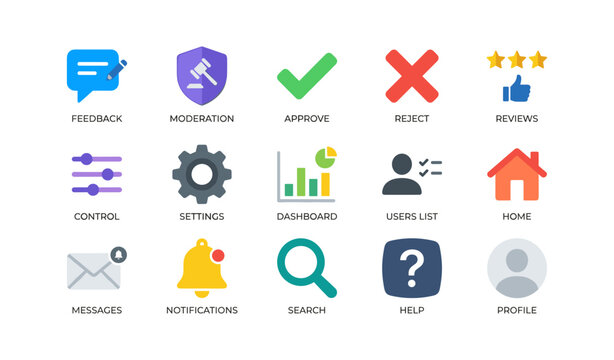 User interface icons for feedback settings and account controls