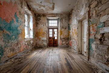 Obraz premium Decaying Interior of an Abandoned Building