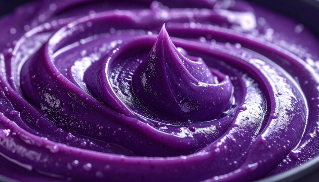Purple cream swirl violet texture cosmetic product skincare gel macro biohacking trends inspire glossy moisturizing cream texture with smooth