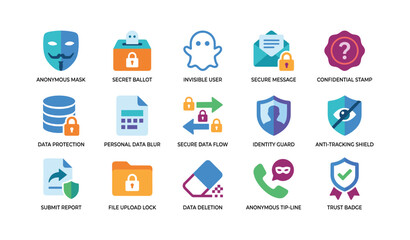 Fototapeta premium Privacy and security icons representing protection on white background