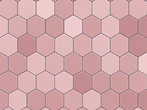 A close-up view of a pink hexagonal tile pattern