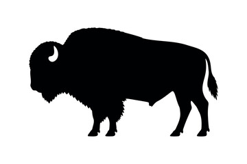 American bison silhouette icon vector flat design. © Razia
