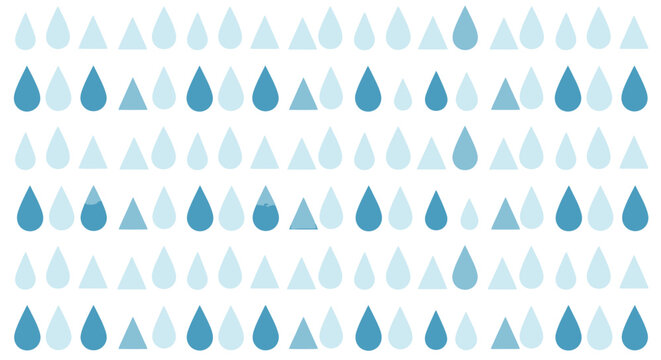 Blue water drop shapes in various shades on a white background pattern