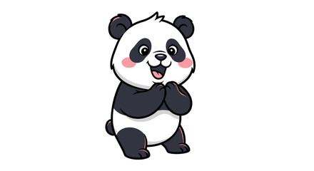 Naklejka premium Cute Cartoon Panda Character, Happy Emotion, White Background