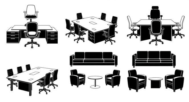 Office Furniture Collection Silhouettes for Business Interiors.