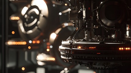 Fototapeta premium Futuristic spacecraft mechanics detailed in engineering systems