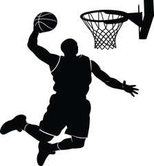 Basketball, Dunk, Silhouette, Icon, Athlete, Sports, Action, Player, Competition, Jump, Slam, Hoop, Black, Vector, Professional, © PROTABPROSAD