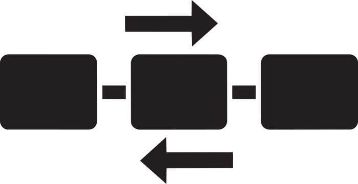 Three connected rectangular blocks with arrows indicating bidirectional flow or movement