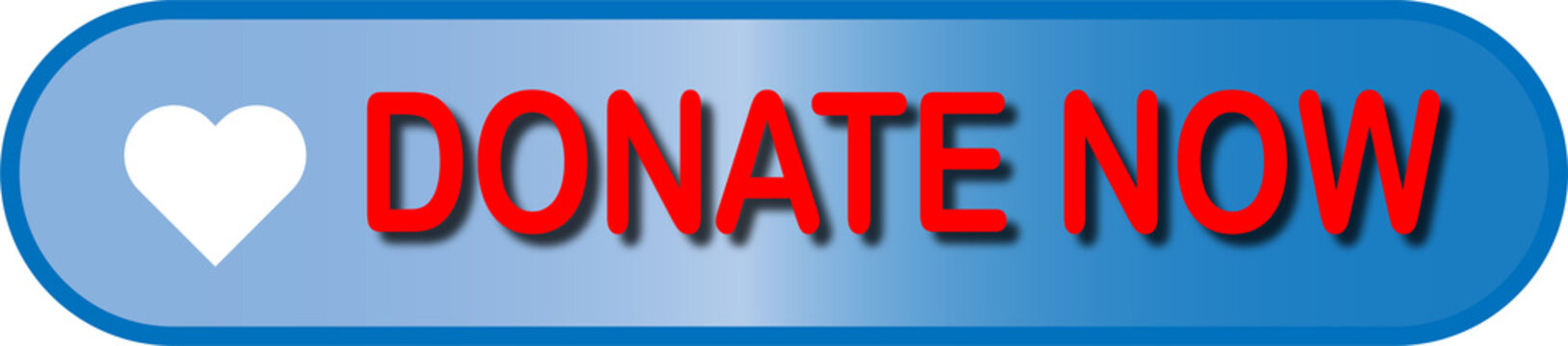 Red donate now button with heart icon isolated on transparent background